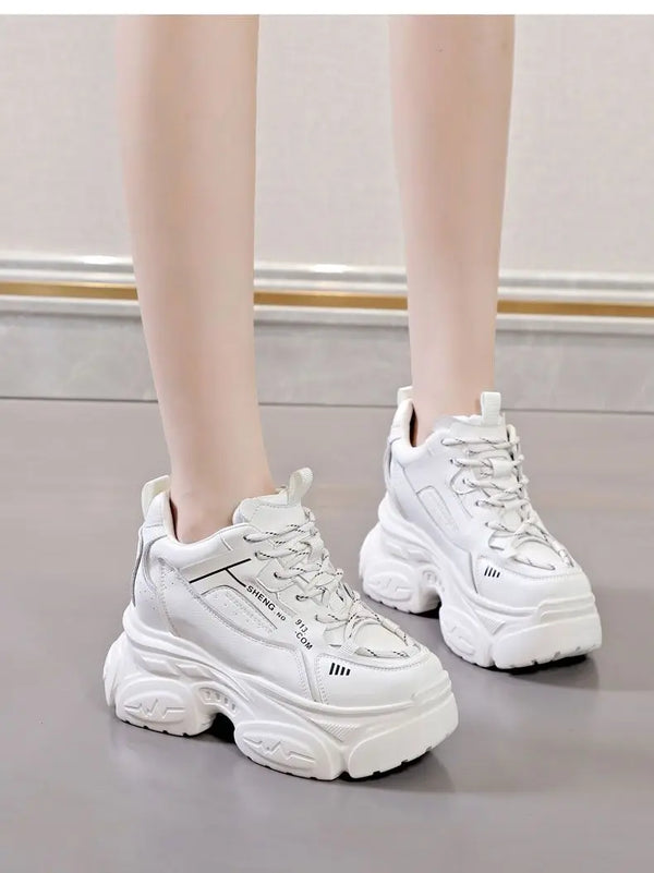 Chunky White Platform Sneakers