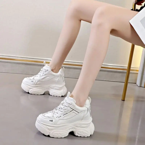 Chunky White Platform Sneakers