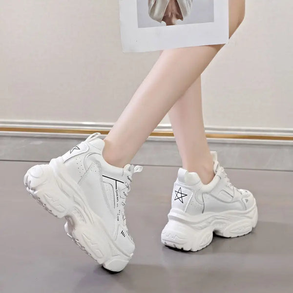 Chunky White Platform Sneakers