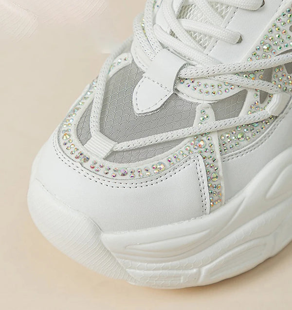 Rhinestone White Sneakers