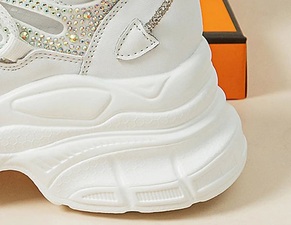 Rhinestone White Sneakers