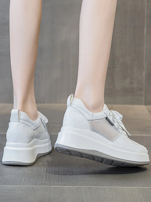 White Canvas Platform Sneakers