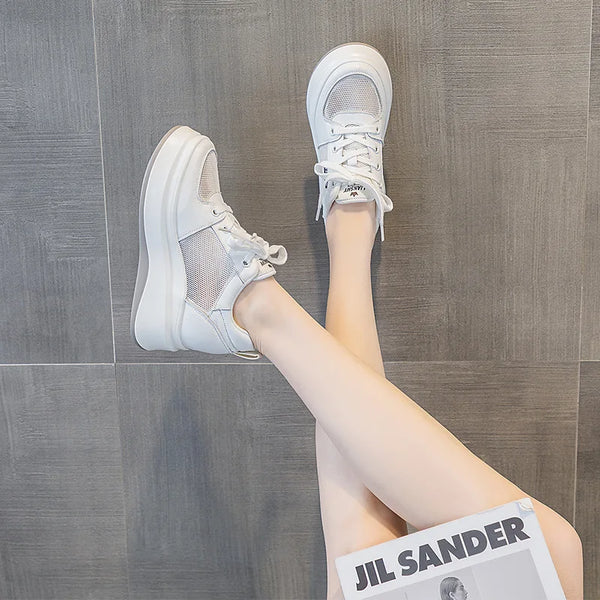 White Canvas Platform Sneakers