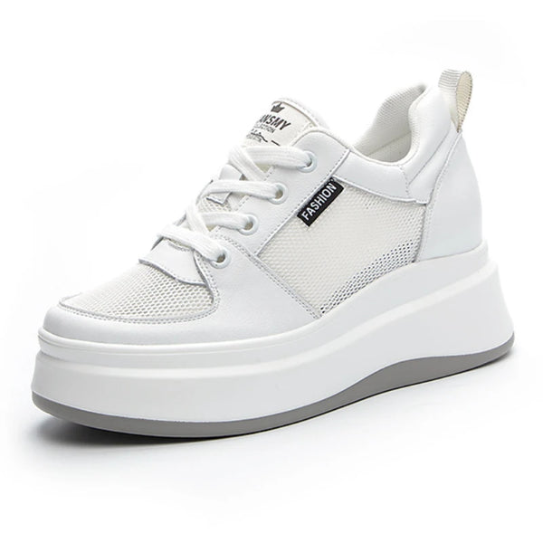 White Canvas Platform Sneakers