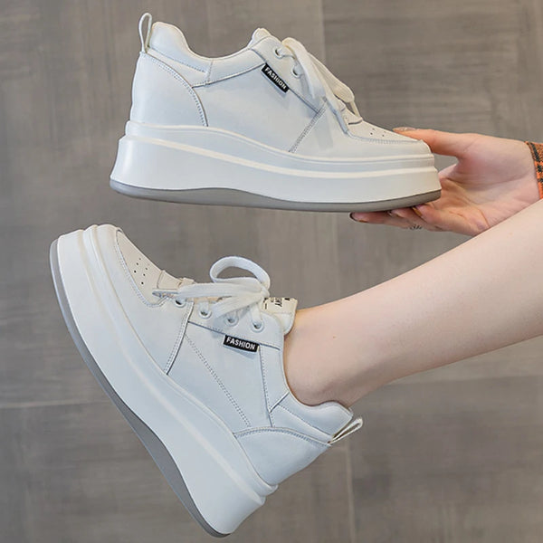 White Canvas Platform Sneakers