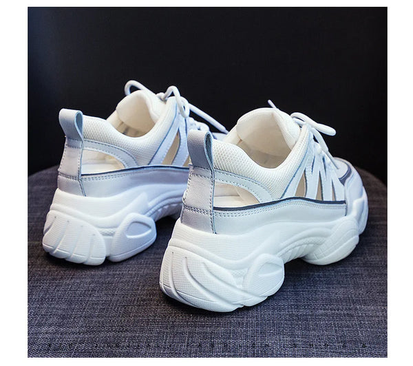 White Chunky Sneakers Women's