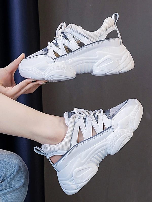 White Chunky Sneakers Women's