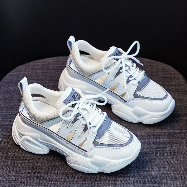 White Chunky Sneakers Women's