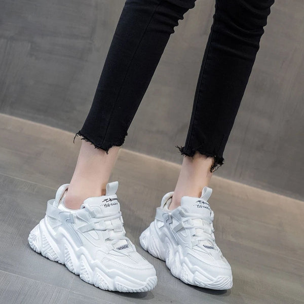 White Lace Up Sneakers