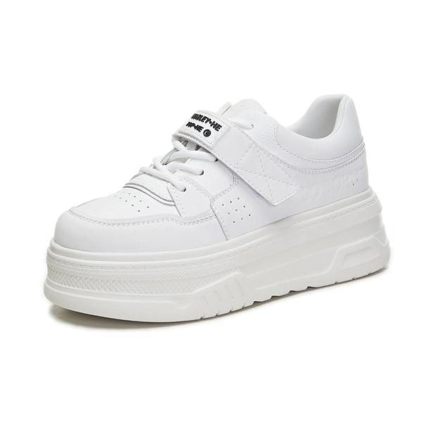 White Leather Platform Sneakers Women's