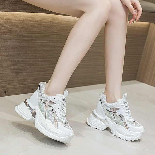 White Leather Platform Sneakers