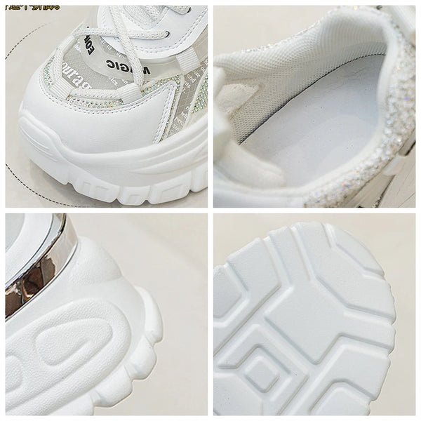 White Leather Platform Sneakers