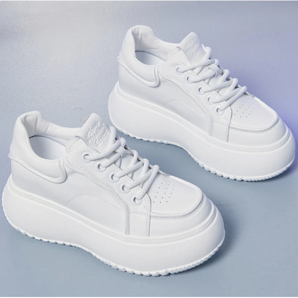 White Platform Leather Sneakers