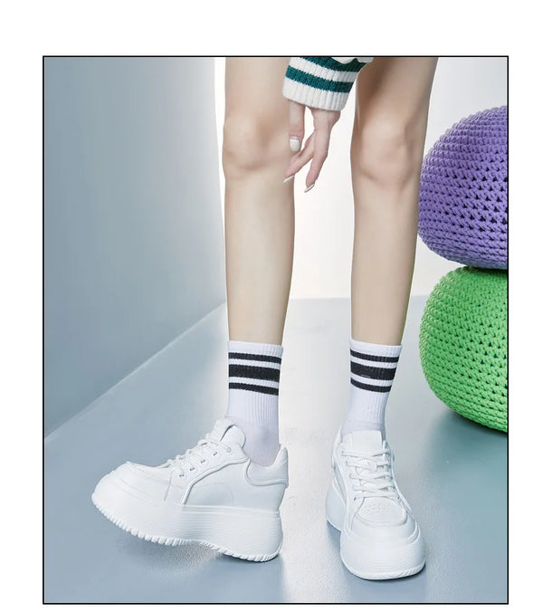 White Platform Leather Sneakers