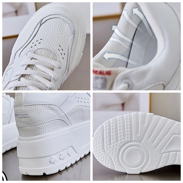 White sneakers with wide toe box