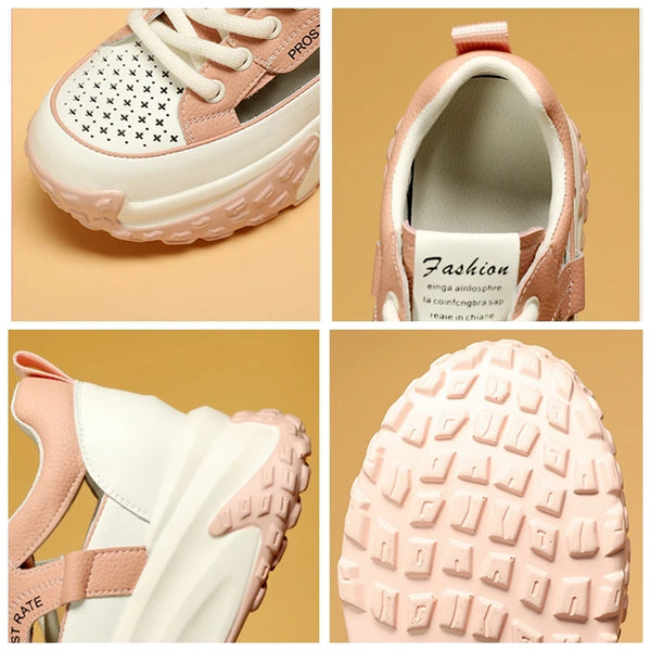 White and Pink Star Sneakers