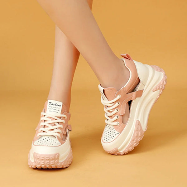 White and Pink Star Sneakers