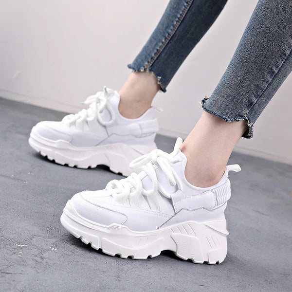 White Women's Leather Sneakers