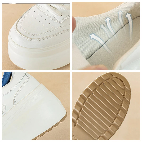 Women's leather white sneakers