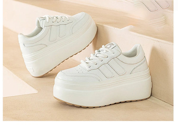 Women's leather white sneakers