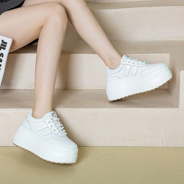 Women's leather white sneakers