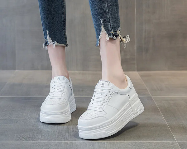 Women's White Chunky Sneakers