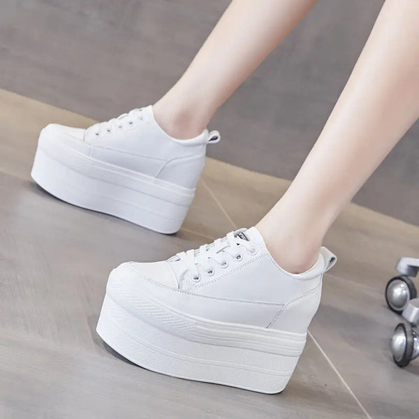 Women's White Lace Up Sneakers