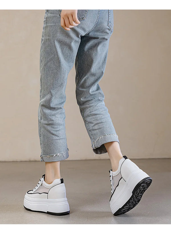 Women's White Platform Sneakers