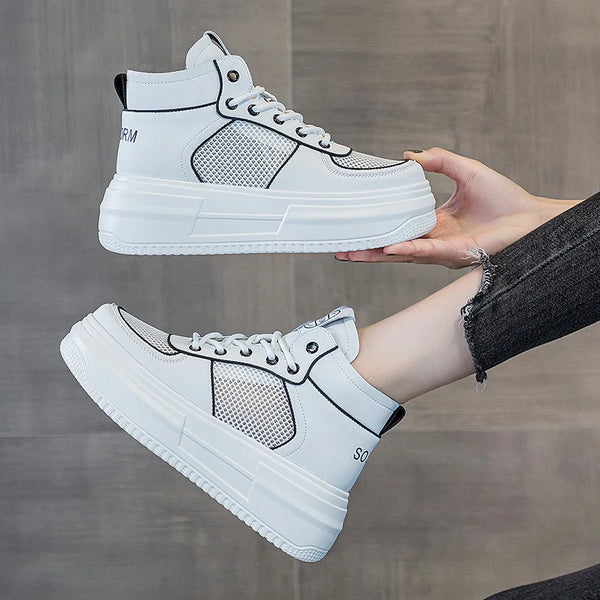 Women's White Wedge Sneakers