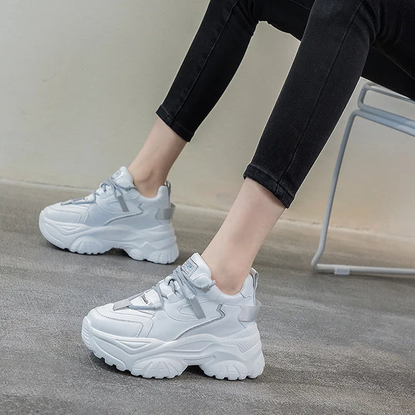 Women's Wide White Sneakers