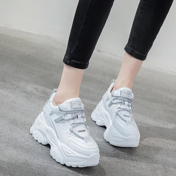 Women's Wide White Sneakers