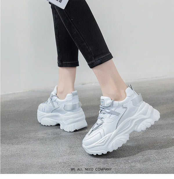 Women's Wide White Sneakers