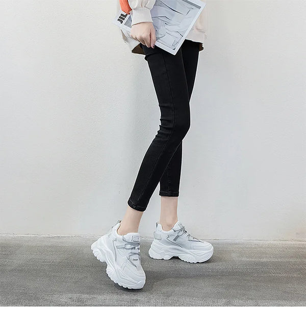 Women's Wide White Sneakers